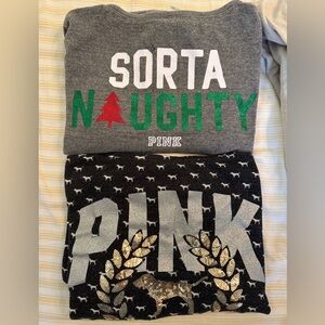 PINK Victoria's Secret Gray and Charcoal Holiday Nightgowns